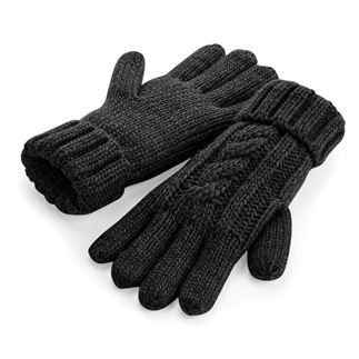 Cable knit melange gloves